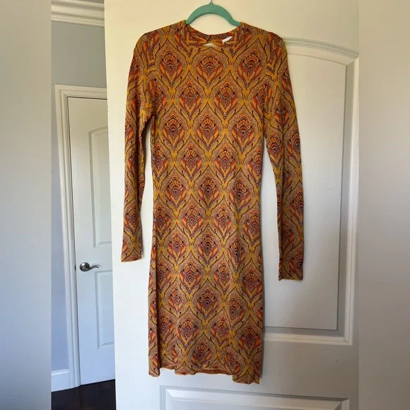 Paco Rabanne | Dresses | Paco Rabanne Knee Length Knit Dress Metallic Print  Size S | Poshmark